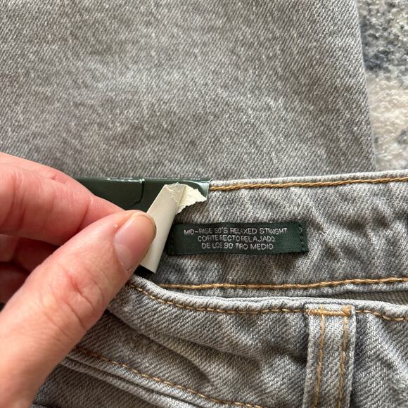 Wild Fable Stretch Mid Rise 90's Relaxed Straight Distress Jeans Gray Women's 00 - Picture 6 of 11